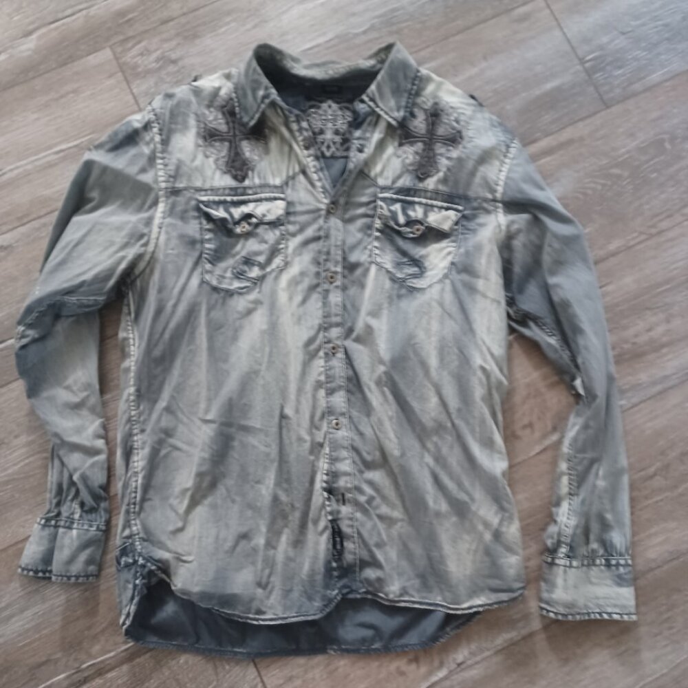 ROAR Men's Gray Blue Shirt
